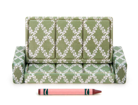 LIMITED! Couch - Sage Floral - 1:12 Scale Furniture Solid Maple Blocks