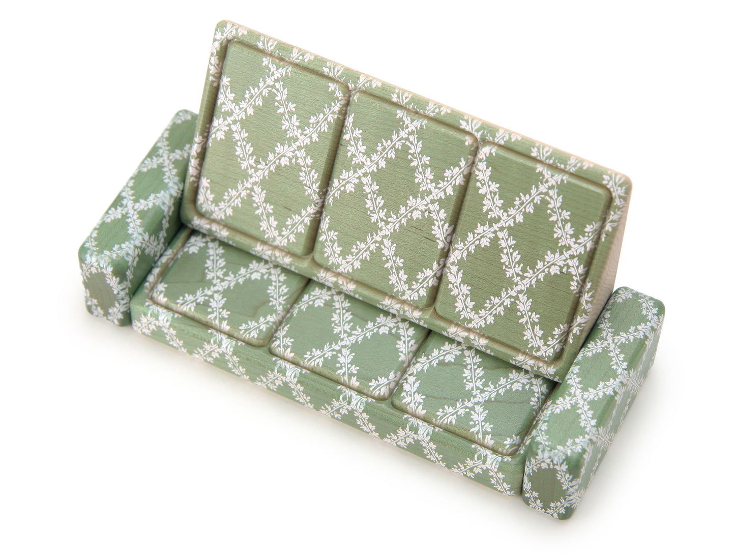 Couch - Sage Floral - 1:12 Scale Furniture Solid Maple Blocks