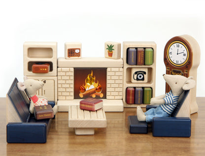 Cabinet & Shelf Set - Natural - 1:12 Scale Furniture Solid Maple Block