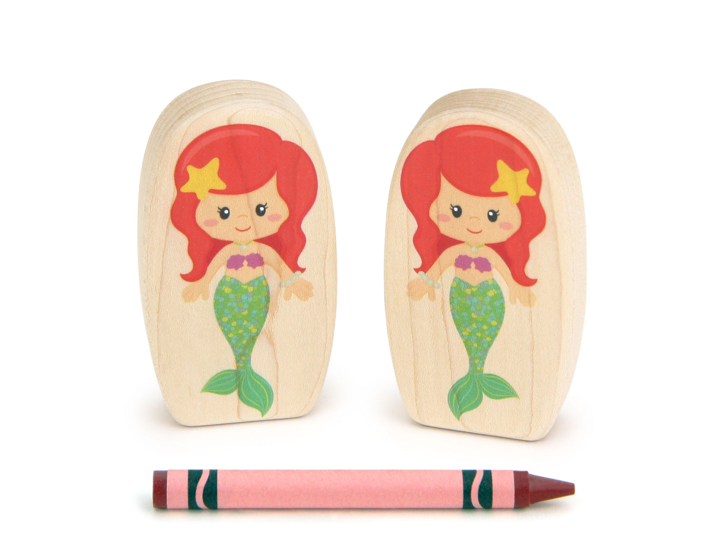 LIMITED! Green Mermaid - 3.25" Double-sided 1:24 Scale Maple Figure