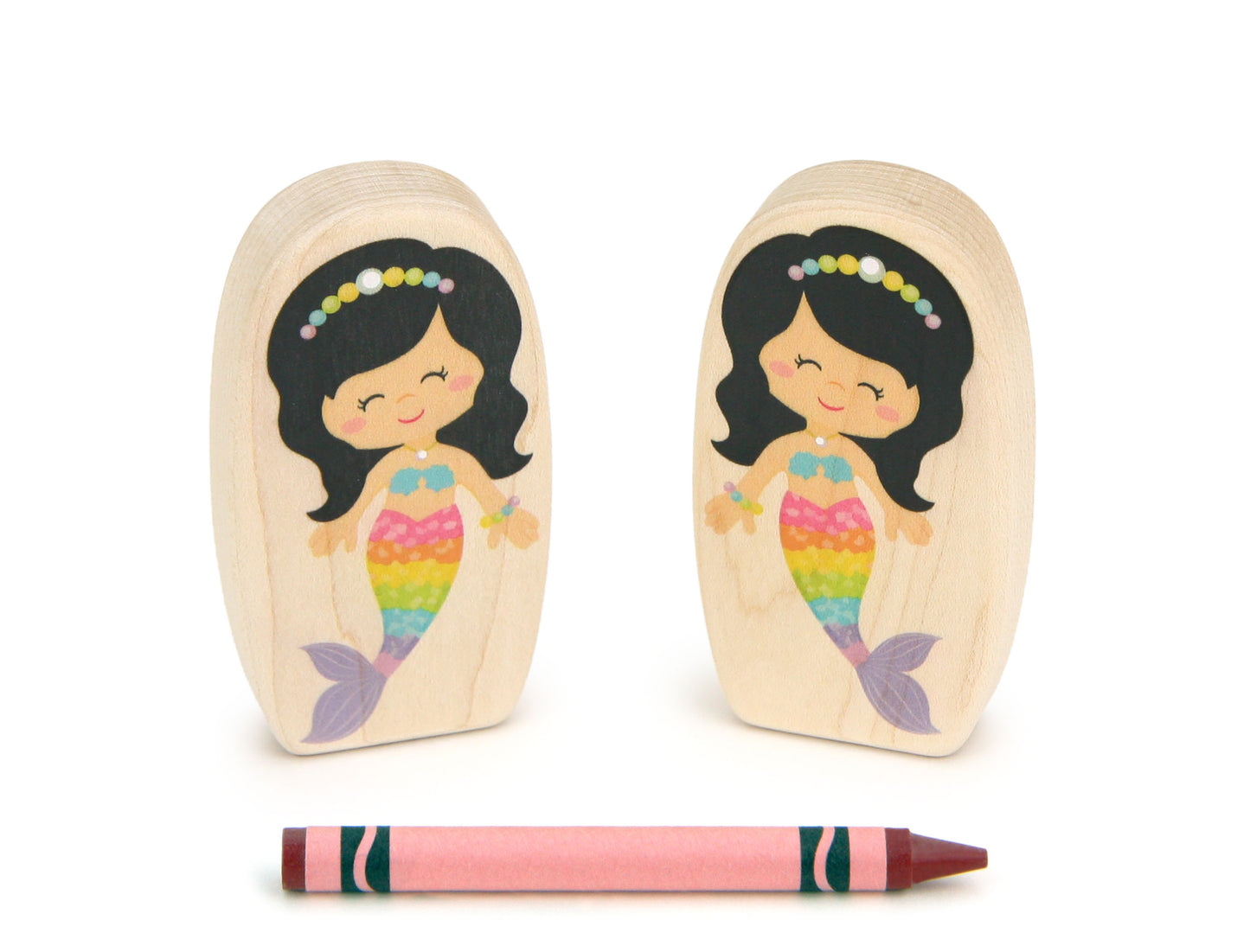 LIMITED! Rainbow Mermaid - 3.25" Double-sided 1:24 Scale Maple Figure