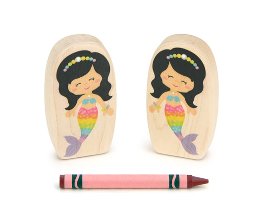 LIMITED! Rainbow Mermaid - 3.25" Double-sided 1:24 Scale Maple Figure