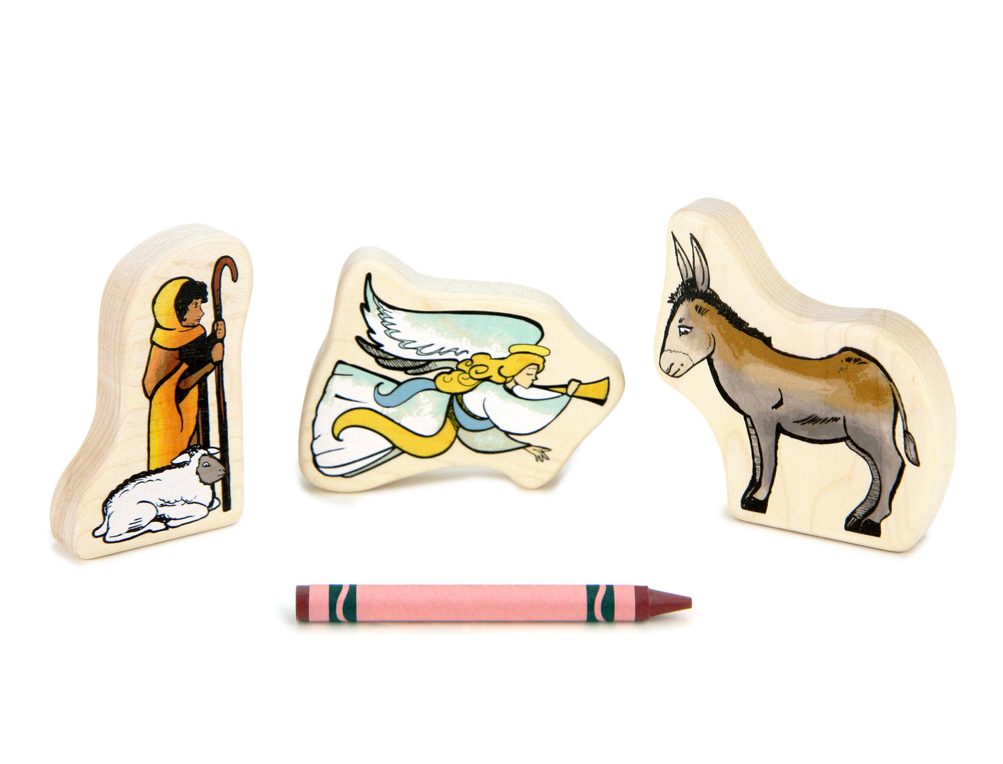 Nativity Angel Shepherd & Donkey 1:24 Scale 3 pc. Maple Figure Set