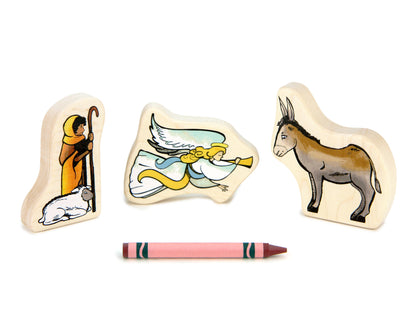 Nativity Angel Shepherd & Donkey 1:24 Scale 3 pc. Maple Figure Set