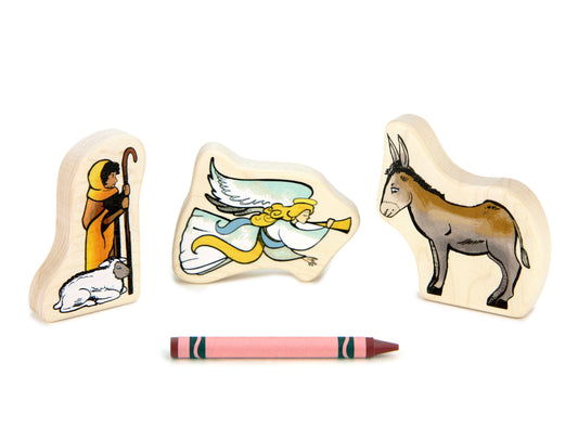 Nativity Angel Shepherd & Donkey 1:24 Scale 3 pc. Maple Figure Set