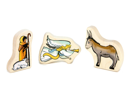 Nativity Angel Shepherd & Donkey 1:24 Scale 3 pc. Maple Figure Set