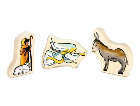 Nativity Angel Shepherd & Donkey 1:24 Scale 3 pc. Maple Figure Set