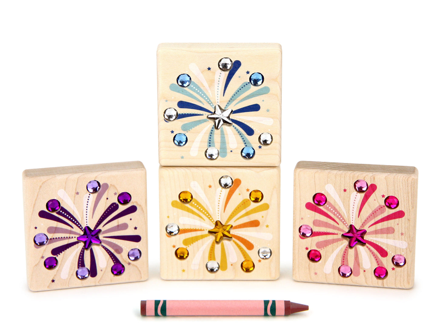 LIMITED! Festive Fireworks 4 pc. Gem Block Set