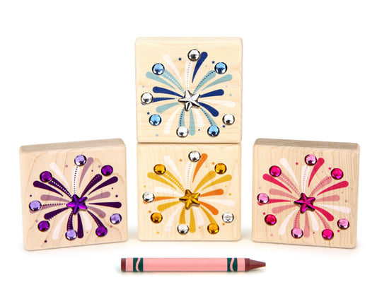 LIMITED! Festive Fireworks 4 pc. Gem Block Set