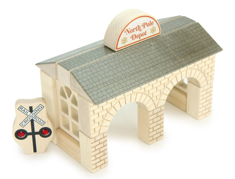 LIMITED! North Pole Depot Train Station Maple Building Block Set