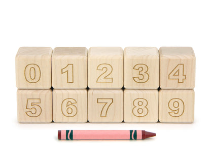 0-9 Outline Engraved Maple Number Blocks