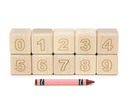 0-9 Outline Engraved Maple Number Blocks