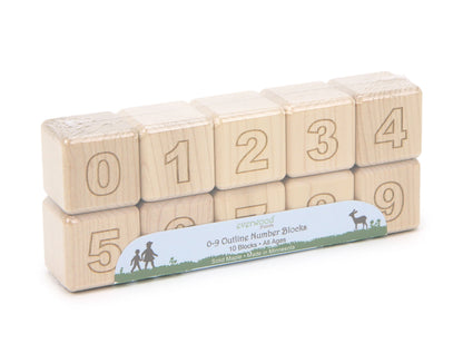 0-9 Outline Engraved Maple Number Blocks