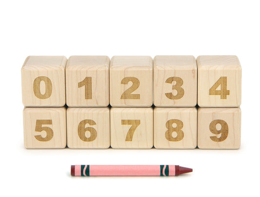 0-9 Bold Engraved Maple Number Blocks