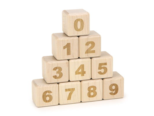0-9 Bold Engraved Maple Number Blocks