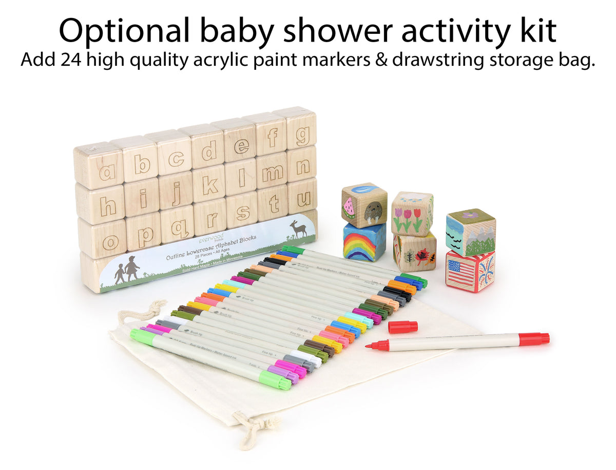28 pc. Outline Lowercase Engraved Alphabet Blocks