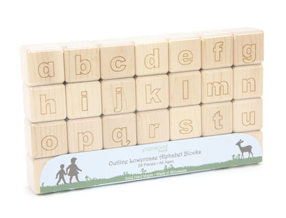 28 pc. Outline Lowercase Engraved Alphabet Blocks