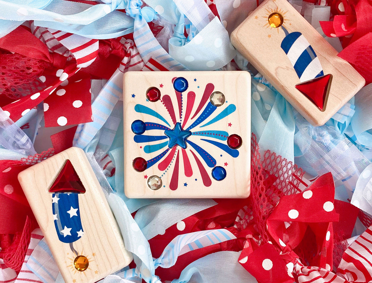 LIMITED! Patriotic Gem Blocks 4 pc. Set