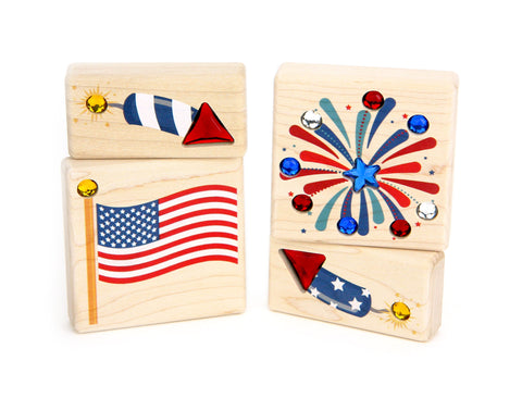 LIMITED! Patriotic Gem Blocks 4 pc. Set
