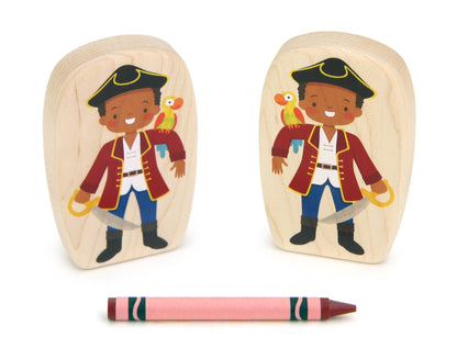 LIMITED! Parrot King Pirate - 3.75" Double-sided 1:24 Scale Maple Figure