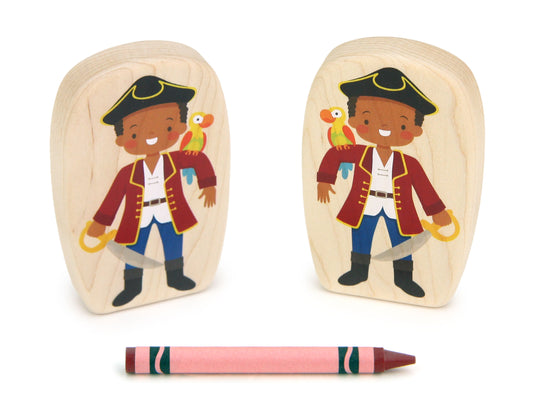 LIMITED! Parrot King Pirate - 3.75" Double-sided 1:24 Scale Maple Figure