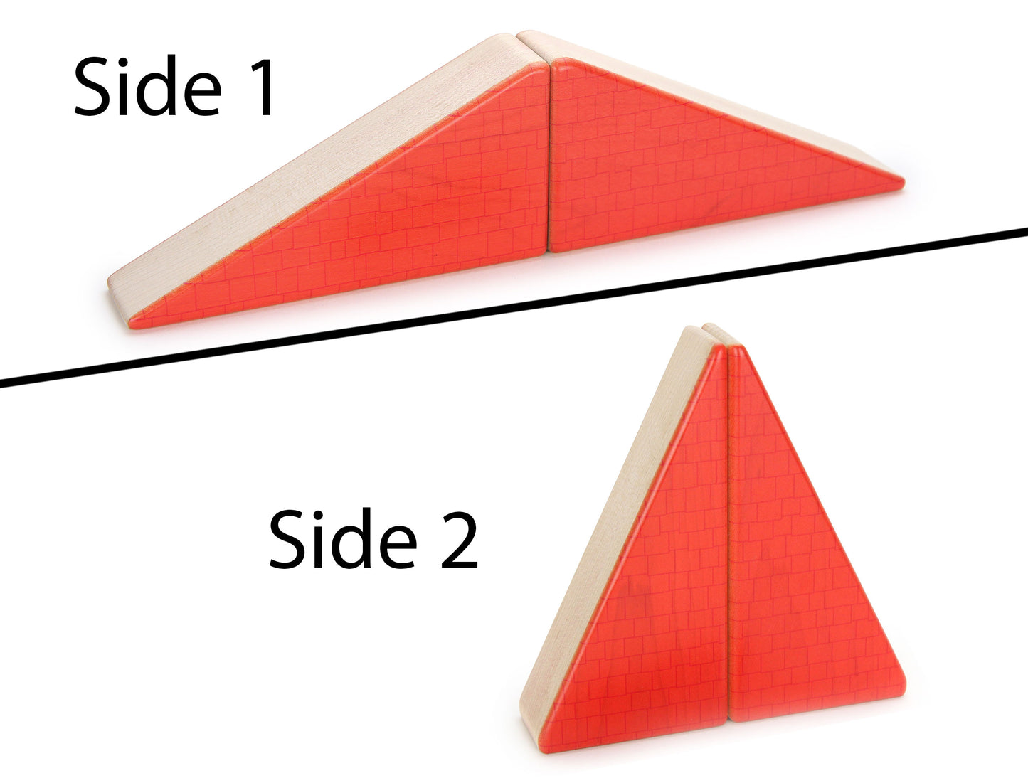 LIMITED! 4x2 Red Shingle Roof 2 pc. Double-Sided Triangle Building Blocks