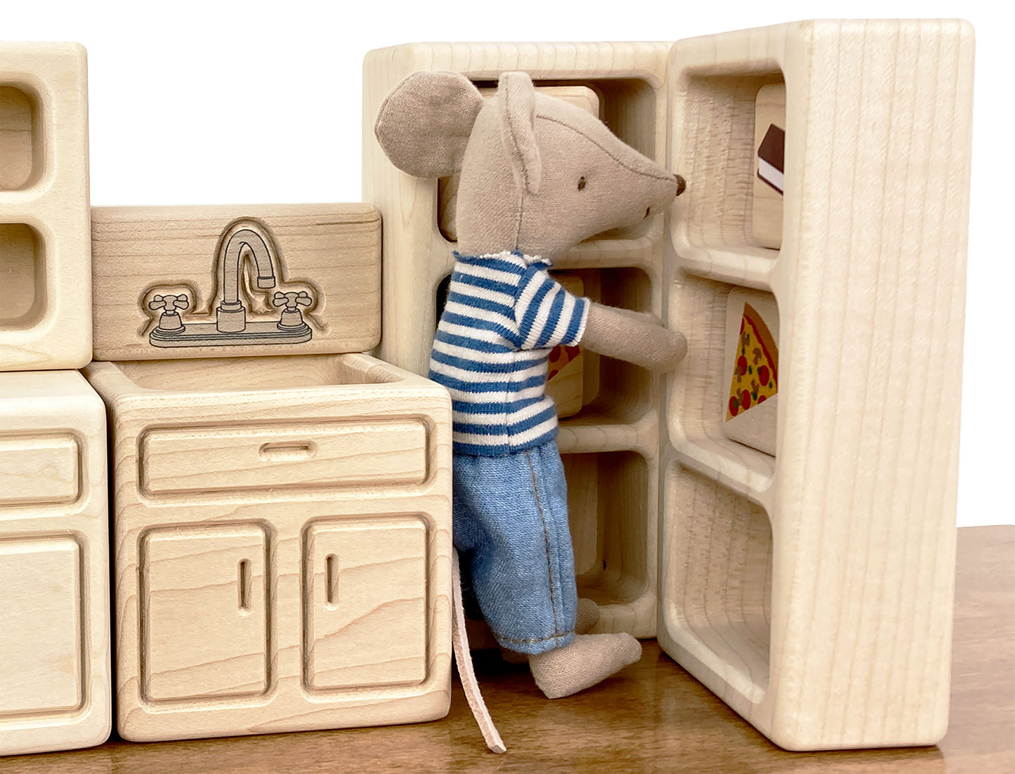 Refrigerator - Natural - 1:12 Scale Furniture Solid Maple Blocks