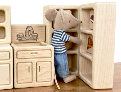 Refrigerator - Natural - 1:12 Scale Furniture Solid Maple Blocks