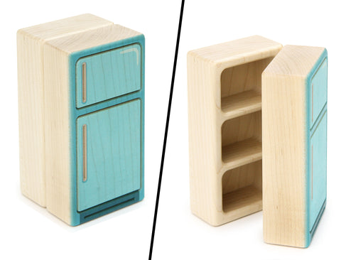 LIMITED! Refrigerator - Teal - 1:12 Scale Furniture Solid Maple Blocks