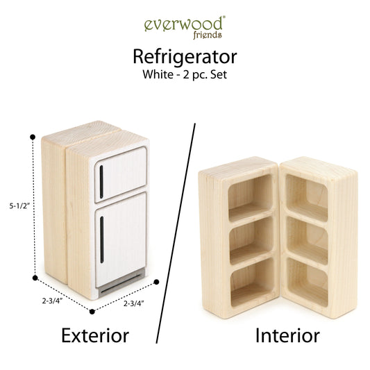 Refrigerator - White - 1:12 Scale Furniture Solid Maple Blocks