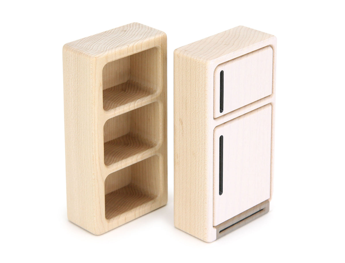 Refrigerator - White - 1:12 Scale Furniture Solid Maple Blocks