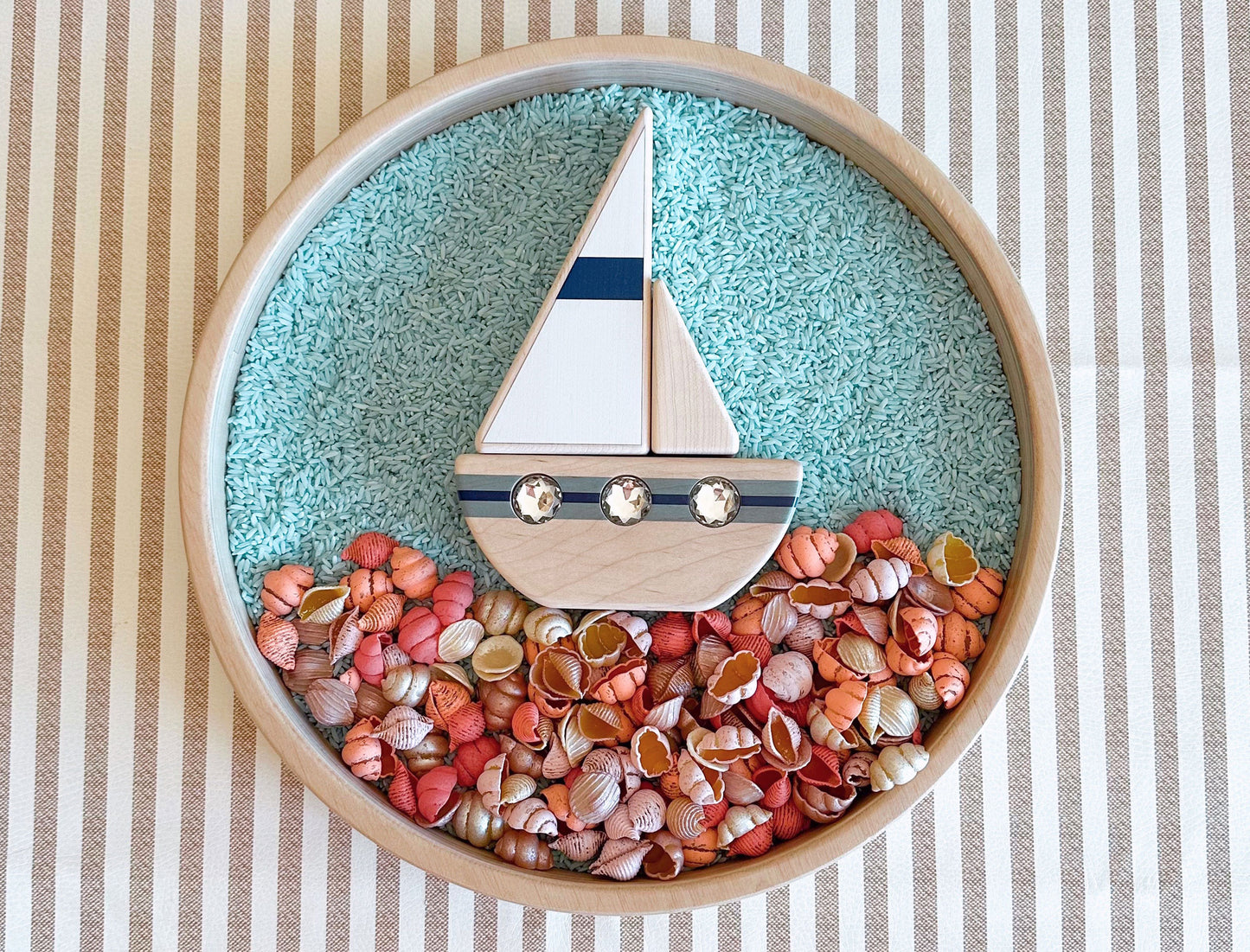 LIMITED! Summer Sailboat 3 pc. Building Block Set - Triple Porthole