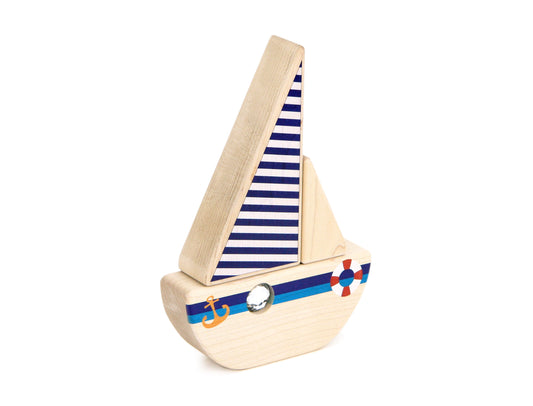 LIMITED! Summer Sailboat 3 pc. Building Block Set - Single Porthole