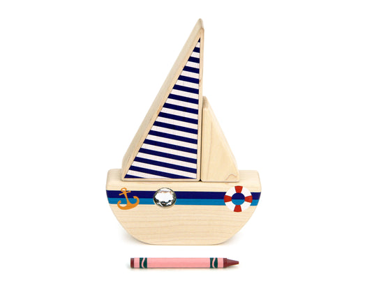 LIMITED! Summer Sailboat 3 pc. Building Block Set - Single Porthole
