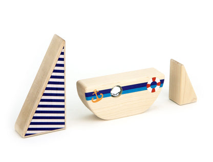 LIMITED! Summer Sailboat 3 pc. Building Block Set - Single Porthole
