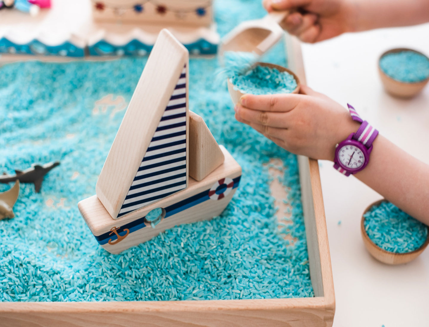 LIMITED! Summer Sailboat 3 pc. Building Block Set - Single Porthole