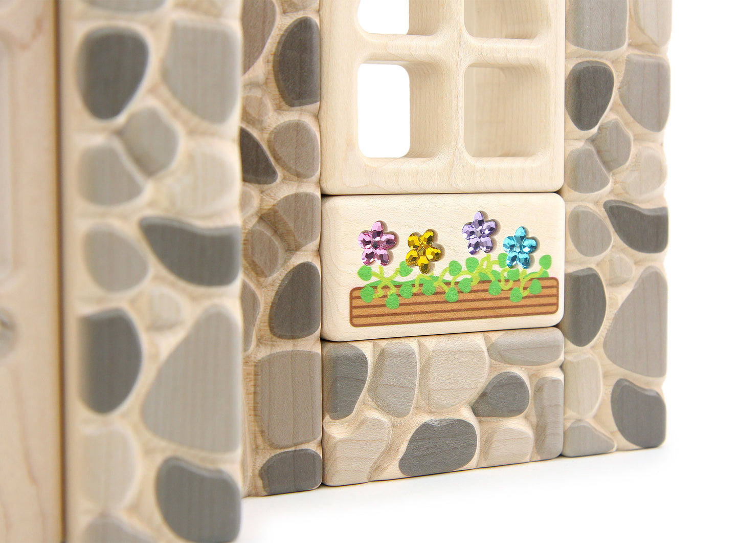 LIMITED! Seaside Stone Cottage 18 pc. Maple Building Block Set