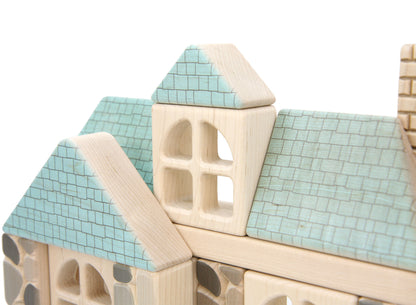 LIMITED! Seaside Stone Cottage 18 pc. Maple Building Block Set