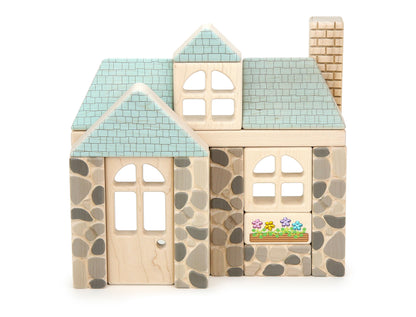 LIMITED! Seaside Stone Cottage 18 pc. Maple Building Block Set