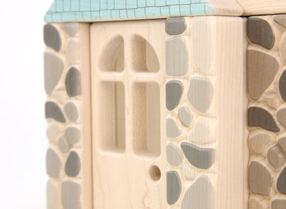 LIMITED! Seaside Stone Cottage 18 pc. Maple Building Block Set