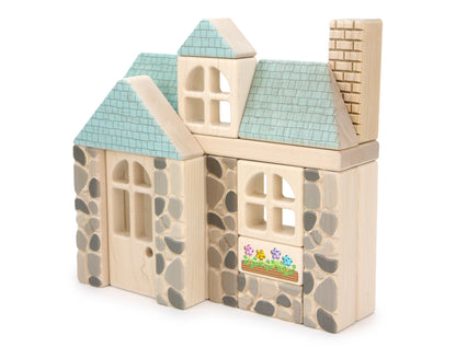 LIMITED! Seaside Stone Cottage 18 pc. Maple Building Block Set
