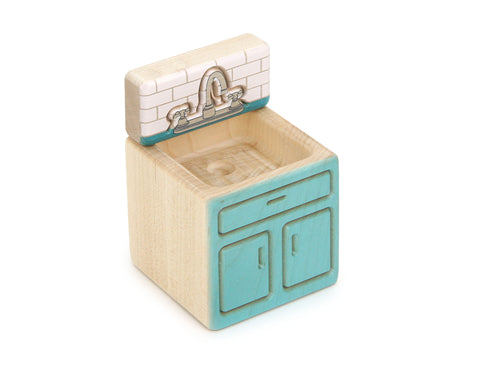 LIMITED! Kitchen Sink - Teal - 1:12 Scale Furniture Solid Maple Blocks