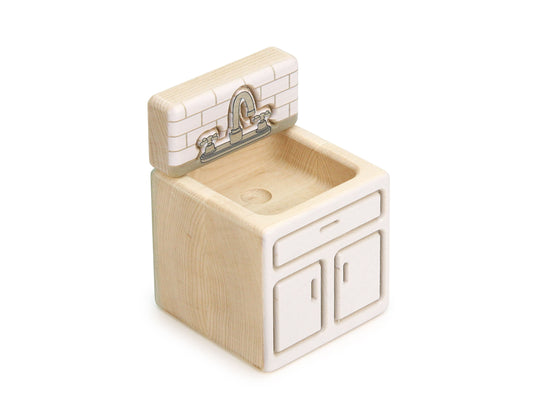 Kitchen Sink - White - 1:12 Scale Furniture Solid Maple Blocks