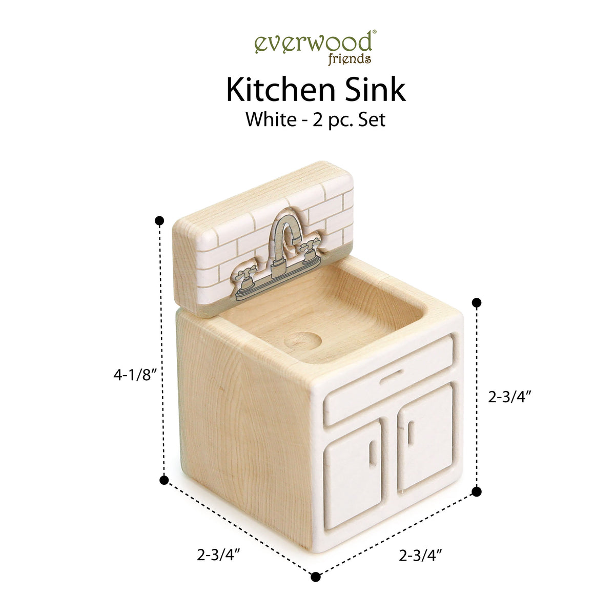 Kitchen Sink - White - 1:12 Scale Furniture Solid Maple Blocks