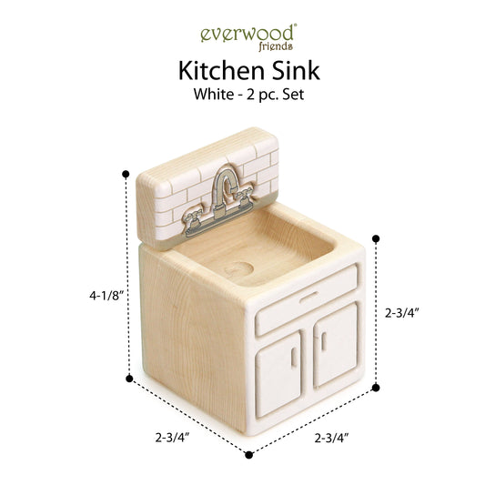 Kitchen Sink - White - 1:12 Scale Furniture Solid Maple Blocks