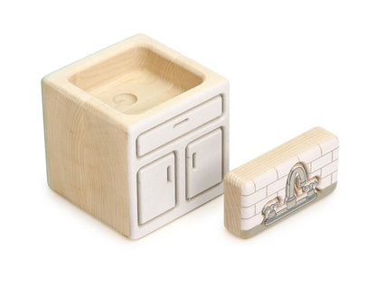 Kitchen Sink - White - 1:12 Scale Furniture Solid Maple Blocks