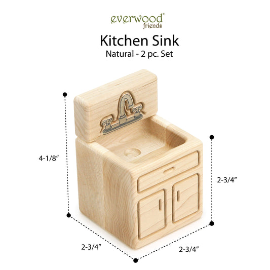 Kitchen Sink - Natural - 1:12 Scale Furniture Solid Maple Blocks