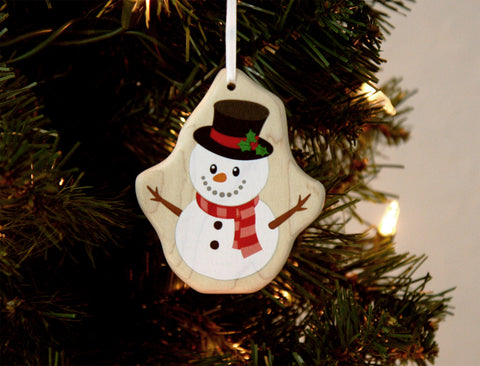 Snowman Solid Maple Ornament