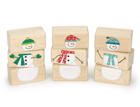 LIMITED! Snowman Stackers 9 pc. Winter Puzzle Blocks Set