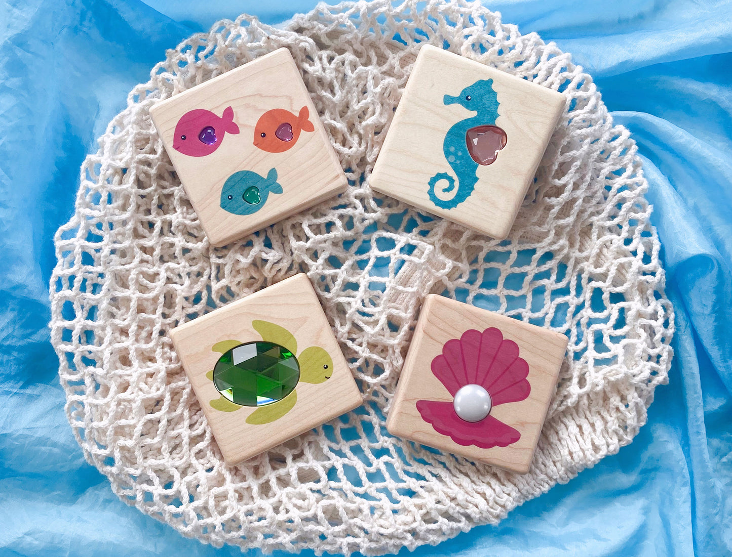 LIMITED! Sparkling Sea Friends 4 pc. Gem Block Set